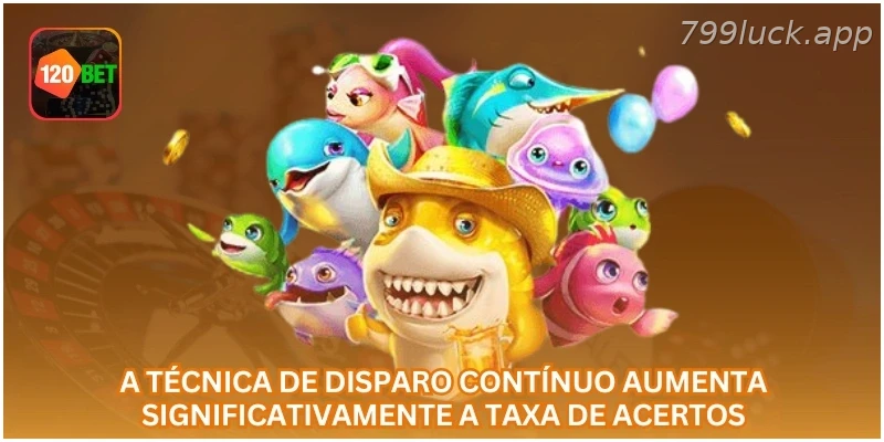 Uso de disparo contínuo e mira automática no Rei da Pesca.
