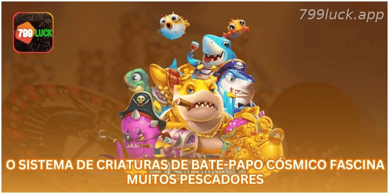 Sistema de criaturas no jogo de pesca cósmica.