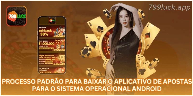 Passo a passo para baixar o aplicativo 799LUCK no Android.